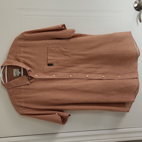 Ben Sherman peach cotton and linen blend shirt, size large - Picture 2 of 10
